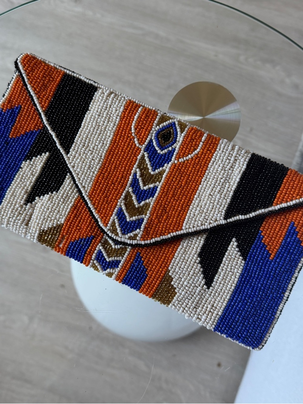 Colorful beaded clutch